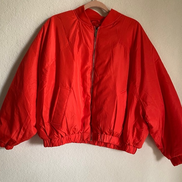 New Look Orange Puffer Bomber Zip Up Cropped Gorpcore Streetwear Jacket L - Picture 2 of 14